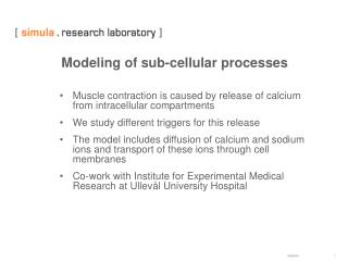 Modeling of sub-cellular processes