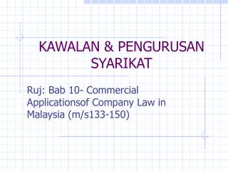 KAWALAN &amp; PENGURUSAN SYARIKAT