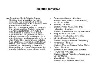 SCIENCE OLYMPIAD