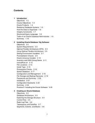 1	Introduction Objectives 1-2 Course Objectives 1-3 Oracle Products 1-4