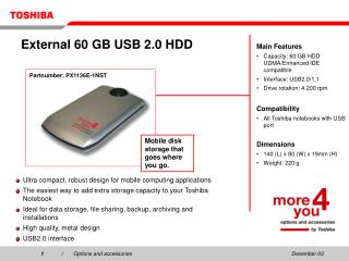 External 60 GB USB 2.0 HDD
