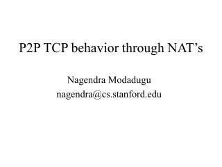 P2P TCP behavior through NAT’s