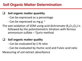 Soil Organic Matter Determination