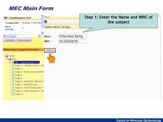 Step 1: Enter the Name and NRIC of the subject