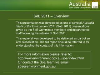 SoE 2011 – Overview