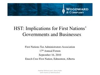 HST: Implications for First Nations’ Governments and Businesses