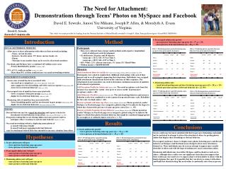 The Need for Attachment: Demonstrations through Teens’ Photos on MySpace and Facebook