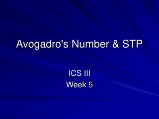Avogadro's Number &amp; STP