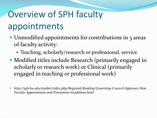 Overview of SPH faculty appointments