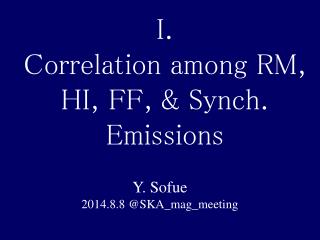 I. Correlation among RM, HI, FF, &amp; Synch. Emissions