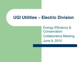 UGI Utilities – Electric Division