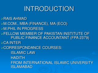 INTRODUCTION