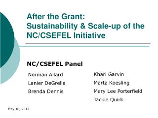After the Grant: Sustainability &amp; Scale-up of the NC/CSEFEL Initiative