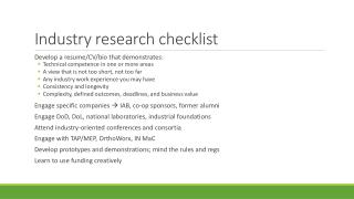 Industry research checklist