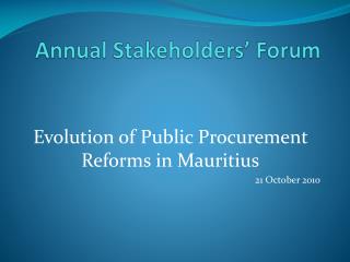 Annual Stakeholders’ Forum