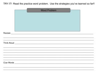 TRY IT! Read the practice word problem. Use the strategies you’ve learned so far!!