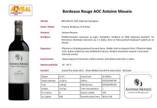Bordeaux Rouge AOC Antoine Moueix Odrůda	 80% Merlot, 20% Cabernet Sauvignon