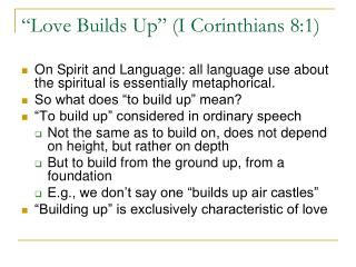 “Love Builds Up” (I Corinthians 8:1)