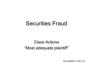 Securities Fraud