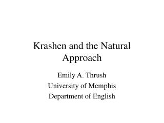 Krashen and the Natural Approach