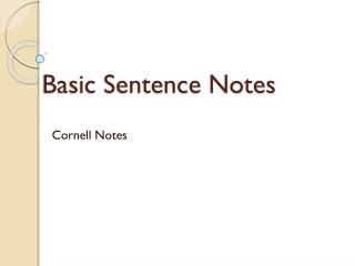 Basic Sentence Notes