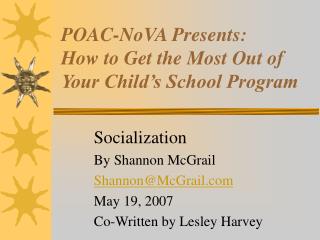 POAC-NoVA Presents: How to Get the Most Out of Your Child’s School Program