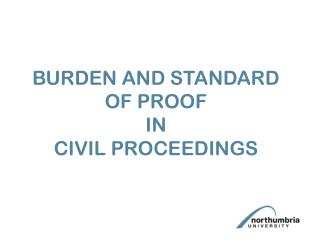 BURDEN AND STANDARD OF PROOF IN CIVIL PROCEEDINGS