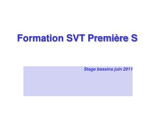 Formation SVT Première S