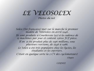 LE VELOSOLEX Photos du net