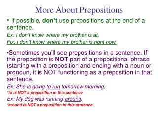 More About Prepositions