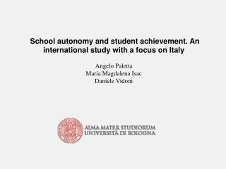 School autonomy and student achievement. An international study with a focus on Italy