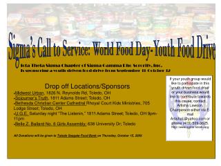 Sigma’s Call to Service: World Food Day-Youth Food Drive