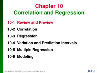 Chapter 10 Correlation and Regression