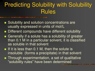Predicting Solubility with Solubility Rules