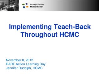 Implementing Teach-Back Throughout HCMC