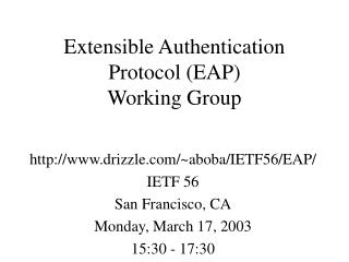 Extensible Authentication Protocol (EAP) Working Group
