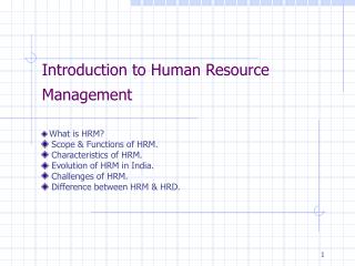 Introduction to Human Resource Management