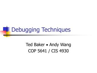 Debugging Techniques