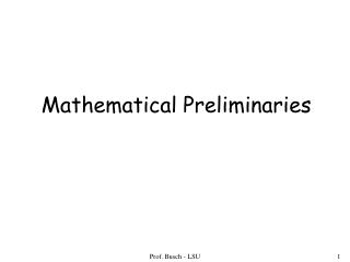 Mathematical Preliminaries