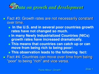 Data on growth and development