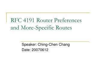 RFC 4191 Router Preferences and More-Specific Routes