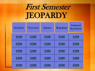 First Semester JEOPARDY