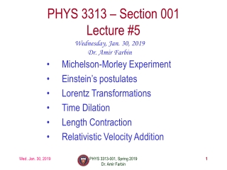 PHYS 3313 – Section 001 Lecture #5