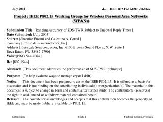 Project: IEEE P802.15 Working Group for Wireless Personal Area Networks (WPANs)