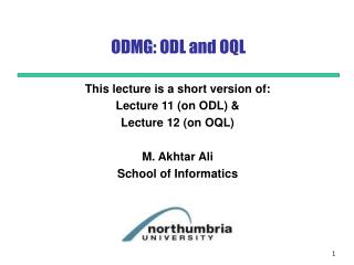 ODMG: ODL and OQL