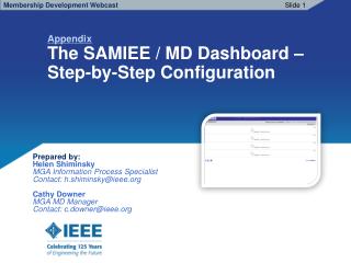 Appendix The SAMIEE / MD Dashboard – Step-by-Step Configuration