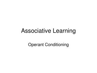 Associative Learning