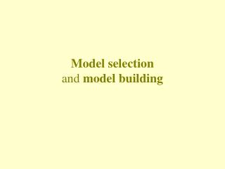 Model selection and model building
