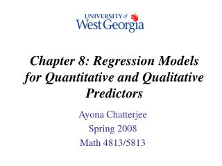 Chapter 8: Regression Models for Quantitative and Qualitative Predictors