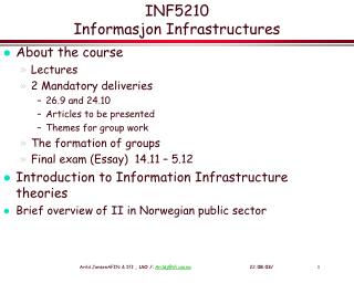 INF5210 Informasjon Infrastructures